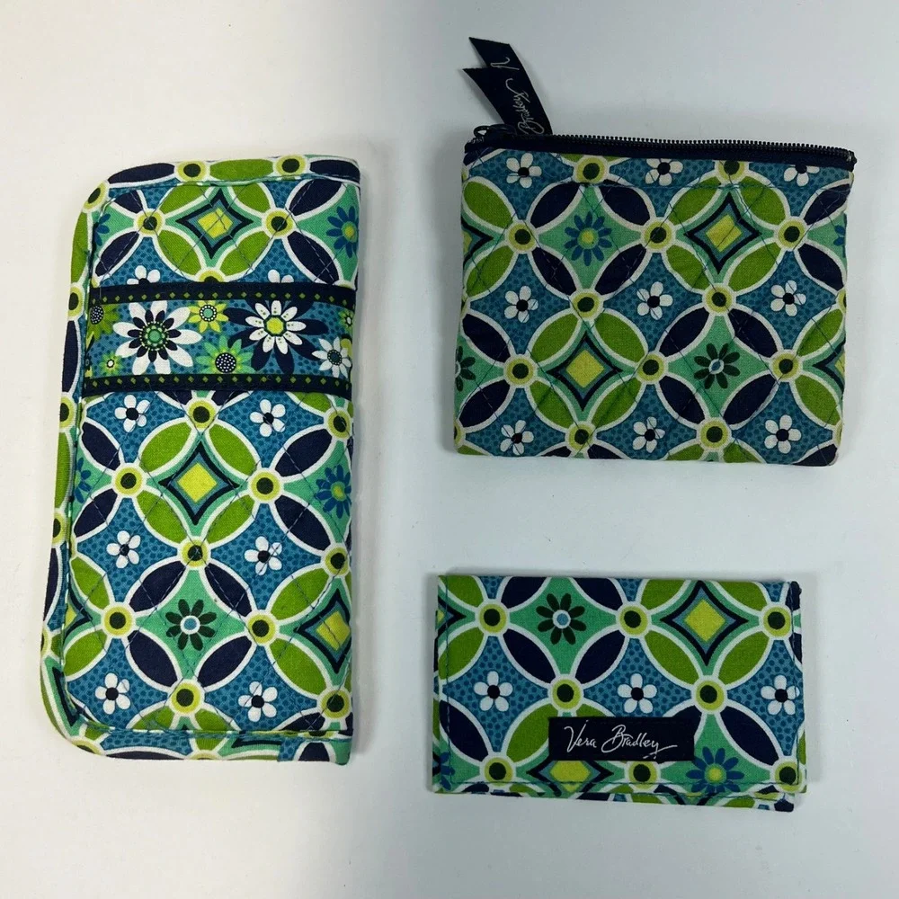 Vera Bradley 3pc Set  Daisy Daisy" Pattern Eyeglass Case Coin Purse Card Holder - Picture 5 of 5